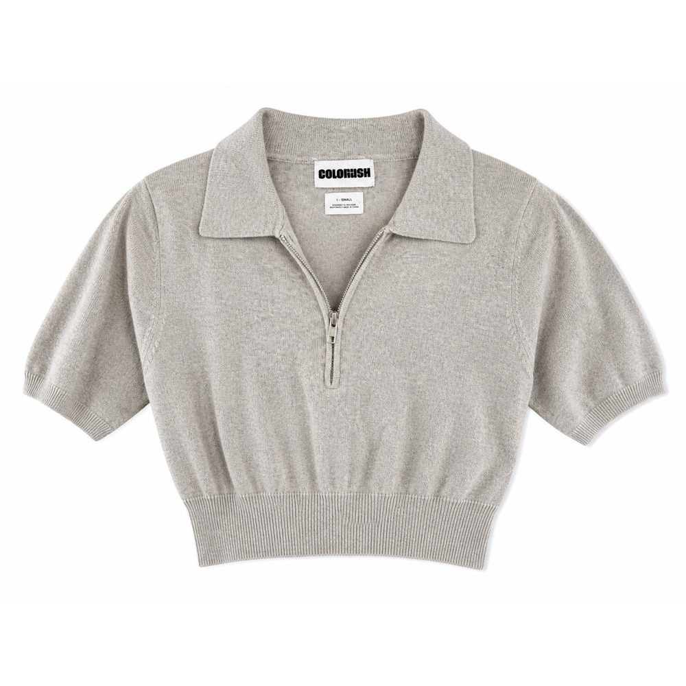Colorush Sweater Cropped Half Zip Cashmere Silk Blend Top S‎ Chic Quiet Luxury